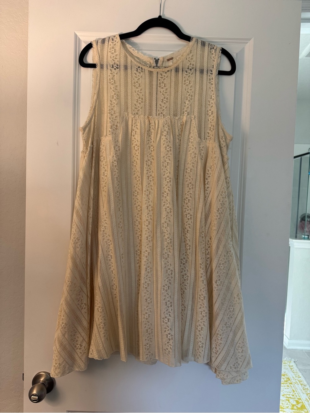 Free People Cream Lace Sleeveless Tunic Dress
